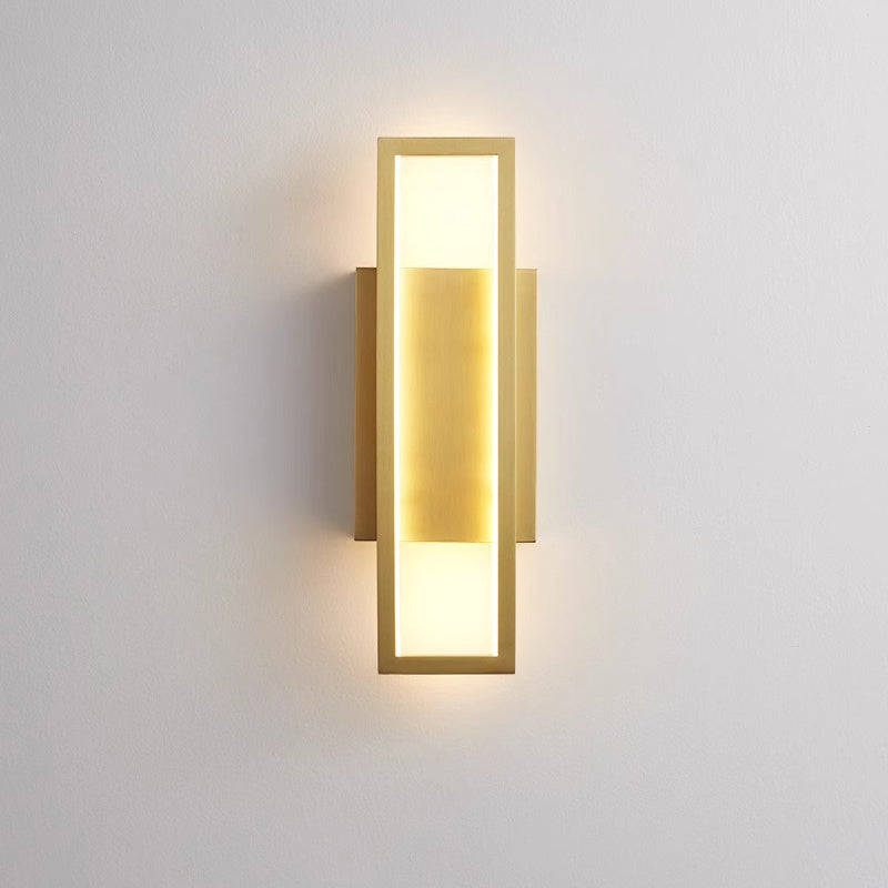 Modern Luxury Rectangular Copper LED Wall Sconce Lamp For Bedroom