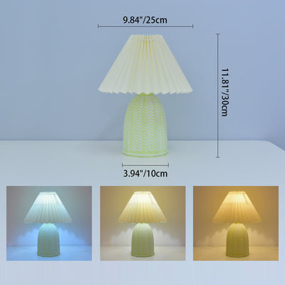 Contemporary Nordic Frustum Cone Fabric Ceramic 1-Light Table Lamp For Bedroom