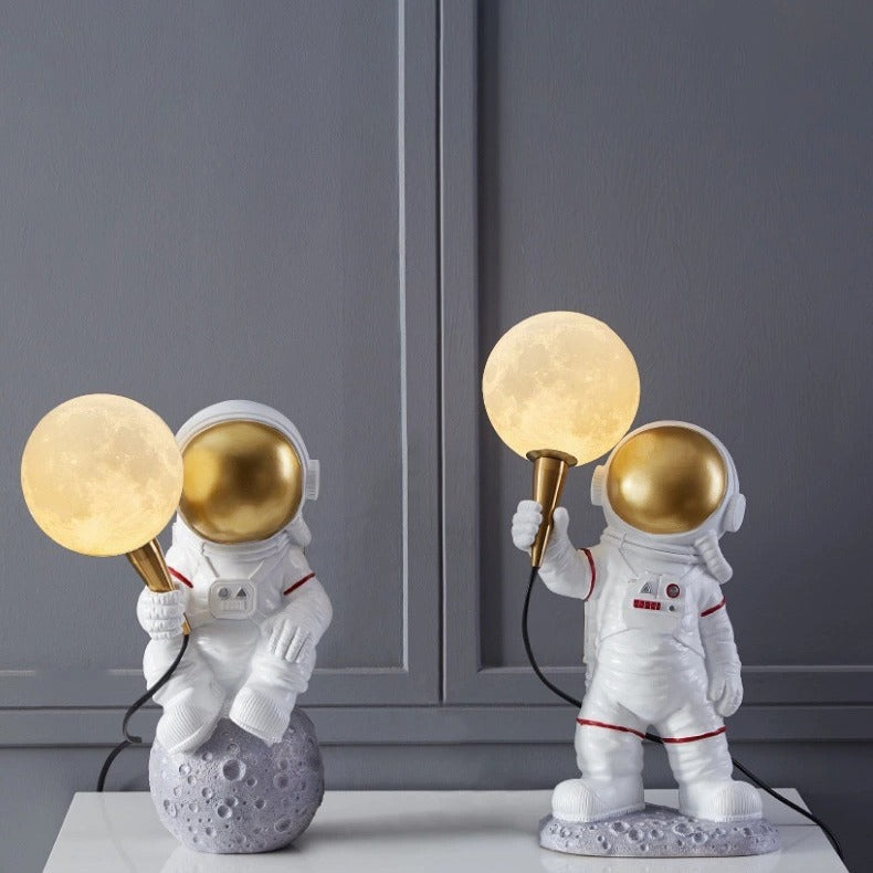 Contemporary Creative Kids Cartoon Astronaut Resin 1-Light Table Lamp For Bedroom