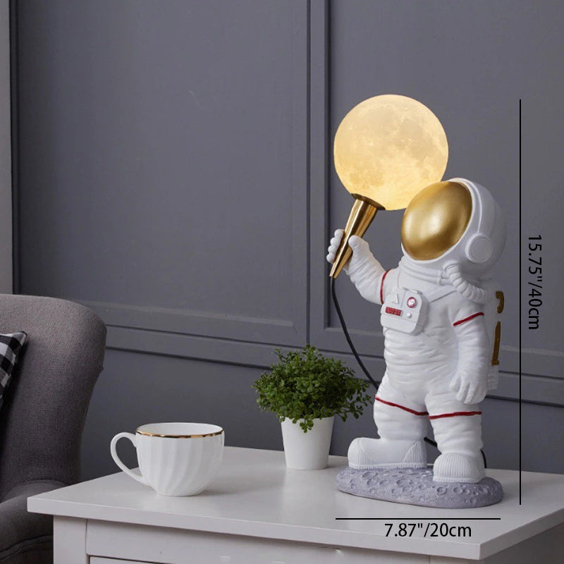 Contemporary Creative Kids Cartoon Astronaut Resin 1-Light Table Lamp For Bedroom