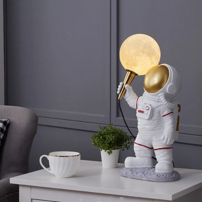 Contemporary Creative Kids Cartoon Astronaut Resin 1-Light Table Lamp For Bedroom