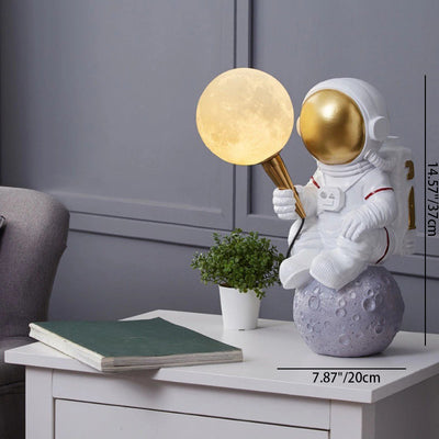 Contemporary Creative Kids Cartoon Astronaut Resin 1-Light Table Lamp For Bedroom