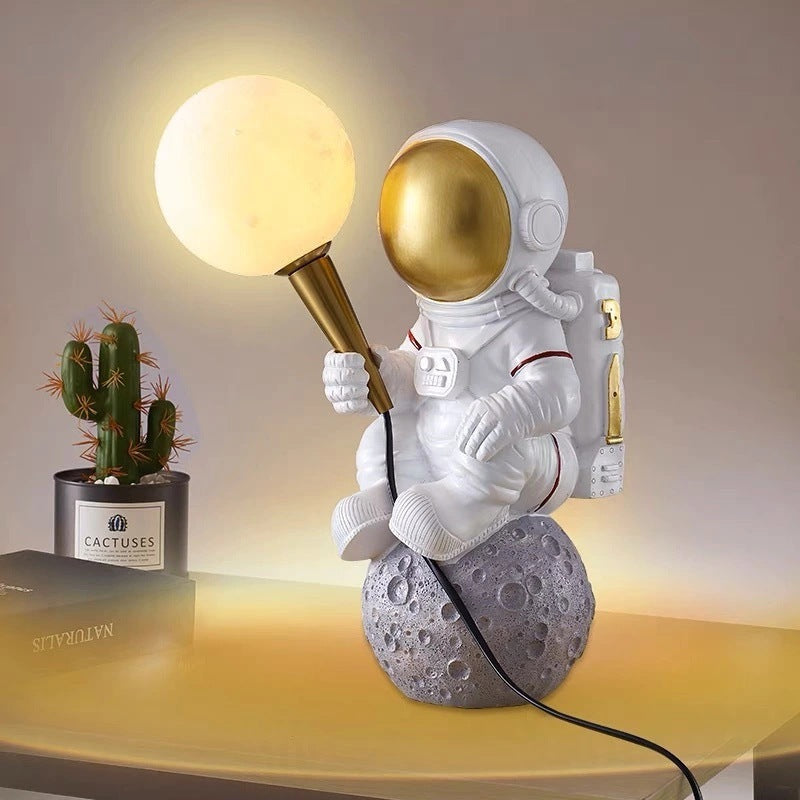 Contemporary Creative Kids Cartoon Astronaut Resin 1-Light Table Lamp For Bedroom