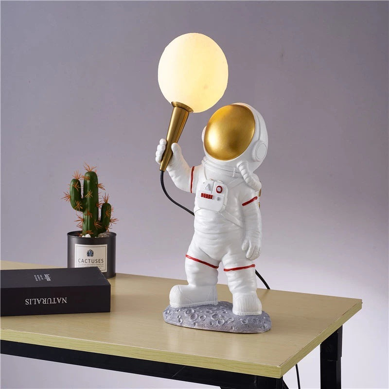 Contemporary Creative Kids Cartoon Astronaut Resin 1-Light Table Lamp For Bedroom