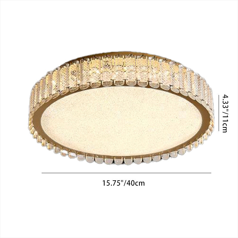 Modern Luxury Round Titanium Crystal LED Flush Mount Ceiling Light For Bedroom