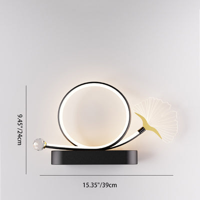 Contemporary Creative Ginkgo Biloba Circle Iron Acrylic LED Wall Sconce Lamp For Bedroom