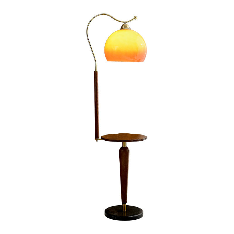 Traditional French Dome Metal Solid Wood Glass 1-Light Standing Floor Lamp For Living Room