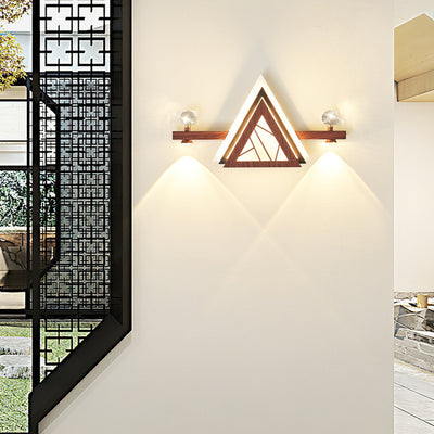 Traditional Chinese Triangle Iron Crystal Acrylic LED Wall Sconce Lamp For Bedroom