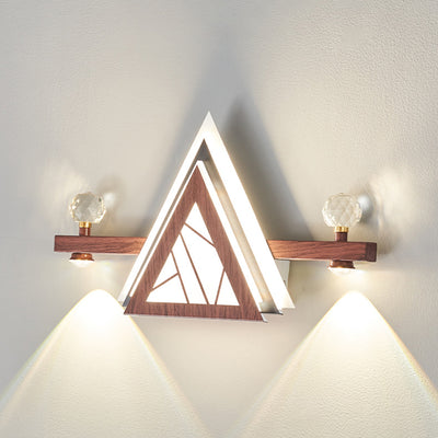 Traditional Chinese Triangle Iron Crystal Acrylic LED Wall Sconce Lamp For Bedroom