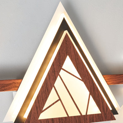 Traditional Chinese Triangle Iron Crystal Acrylic LED Wall Sconce Lamp For Bedroom