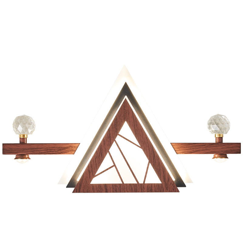 Traditional Chinese Triangle Iron Crystal Acrylic LED Wall Sconce Lamp For Bedroom