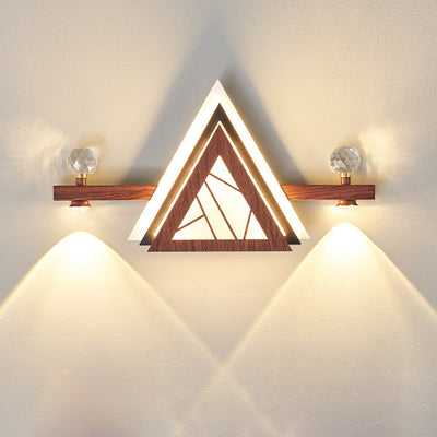 Traditional Chinese Triangle Iron Crystal Acrylic LED Wall Sconce Lamp For Bedroom