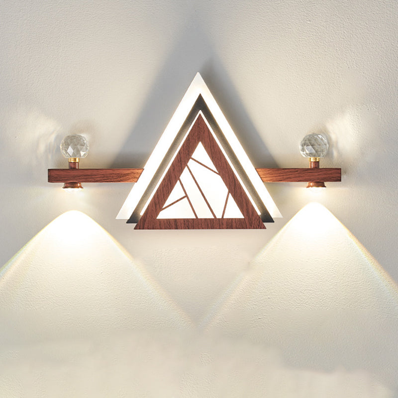 Traditional Chinese Triangle Iron Crystal Acrylic LED Wall Sconce Lamp For Bedroom