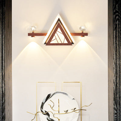 Traditional Chinese Triangle Iron Crystal Acrylic LED Wall Sconce Lamp For Bedroom