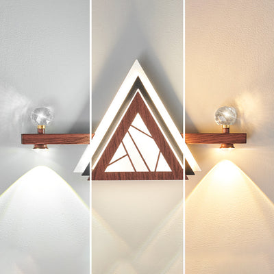 Traditional Chinese Triangle Iron Crystal Acrylic LED Wall Sconce Lamp For Bedroom