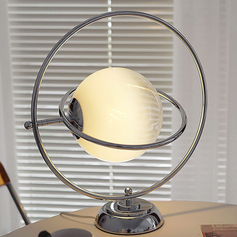 Contemporary Creative Planet Globe Iron Glass 1-Light Table Lamp For Bedroom