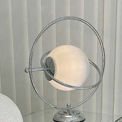 Contemporary Creative Planet Globe Iron Glass 1-Light Table Lamp For Bedroom