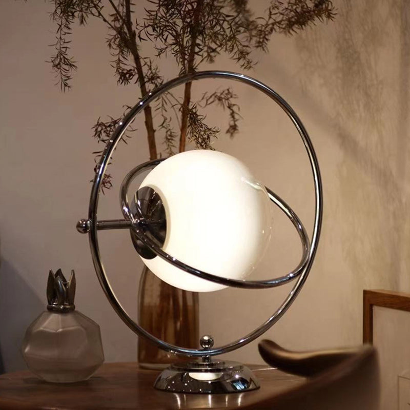 Contemporary Creative Planet Globe Iron Glass 1-Light Table Lamp For Bedroom