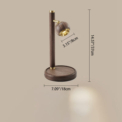 Traditional French Globe Black Walnut Wood Aluminum LED Table Lamp For Bedroom