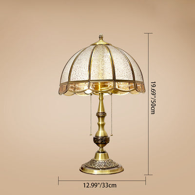 Traditional European Dome Copper Glass 2-Light Table Lamp For Bedroom