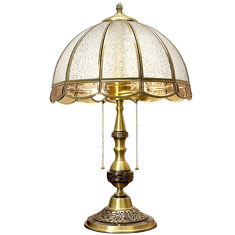 Traditional European Dome Copper Glass 2-Light Table Lamp For Bedroom