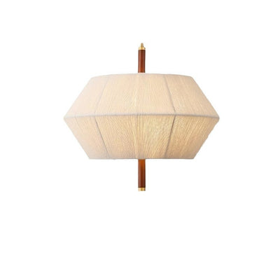 Traditional Japanese Frustum Cone Copper Wood Cotton Cord 1/2/3 Light Pendant Light For Living Room