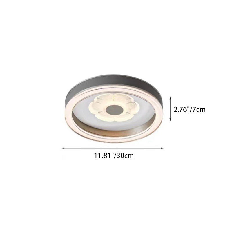 Contemporary Creative Round Iron Aluminum Acrylic Leather LED Flush Mount Ceiling Light For Bedroom