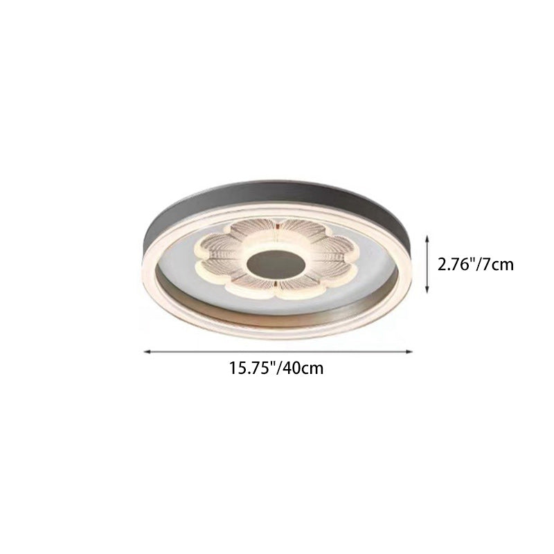 Contemporary Creative Round Iron Aluminum Acrylic Leather LED Flush Mount Ceiling Light For Bedroom