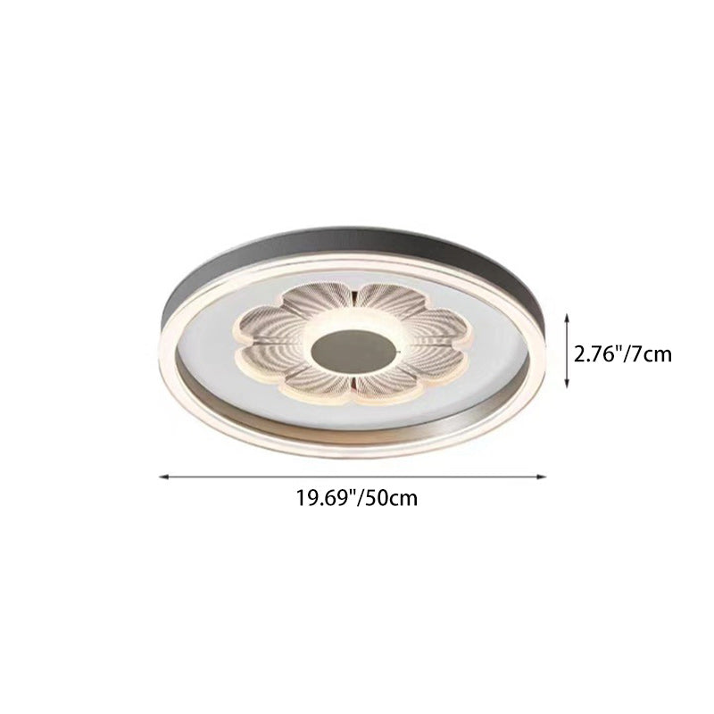 Contemporary Creative Round Iron Aluminum Acrylic Leather LED Flush Mount Ceiling Light For Bedroom