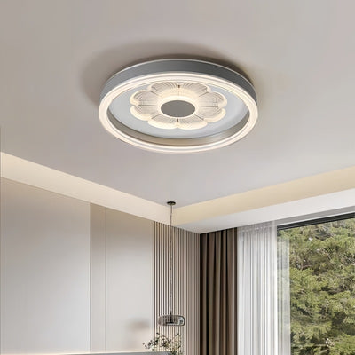 Contemporary Creative Round Iron Aluminum Acrylic Leather LED Flush Mount Ceiling Light For Bedroom