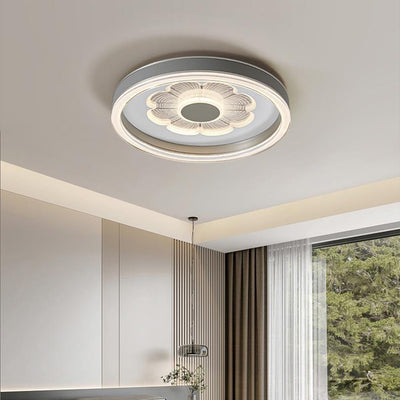 Contemporary Creative Round Iron Aluminum Acrylic Leather LED Flush Mount Ceiling Light For Bedroom