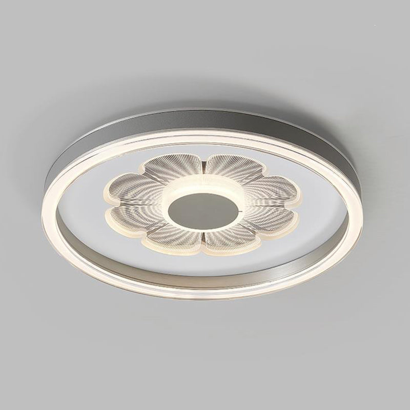 Contemporary Creative Round Iron Aluminum Acrylic Leather LED Flush Mount Ceiling Light For Bedroom