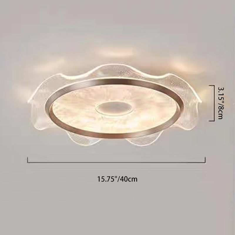 Modern Luxury Transparent Flower Aluminum Carbon Steel Acrylic LED Flush Mount Ceiling Light For Bedroom