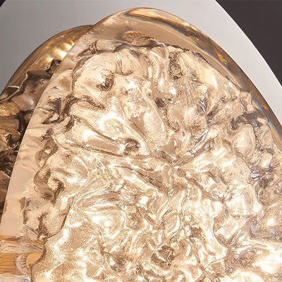 Modern Luxury Oval Stainless Steel Cracked Ice Resin LED Flush Mount Ceiling Light For Bedroom