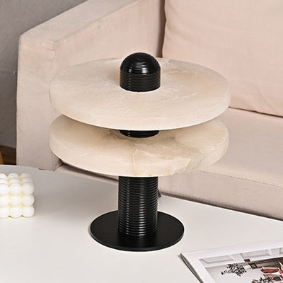 Contemporary Creative Round Marble Metal Acrylic LED Table Lamp For Bedroom