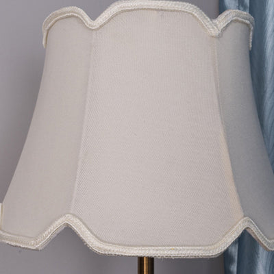 Traditional European Frustum Cone Iron Crystal Fabric 1-Light Table Lamp For Bedroom