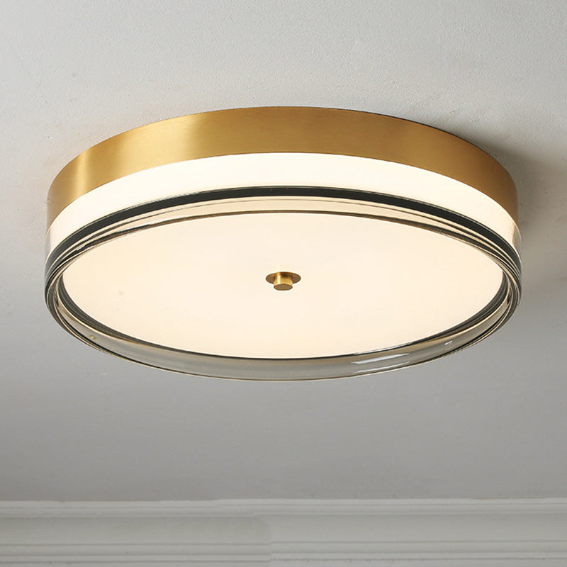 Contemporary Nordic Round Copper Acrylic LED Flush Mount Ceiling Light For Bedroom