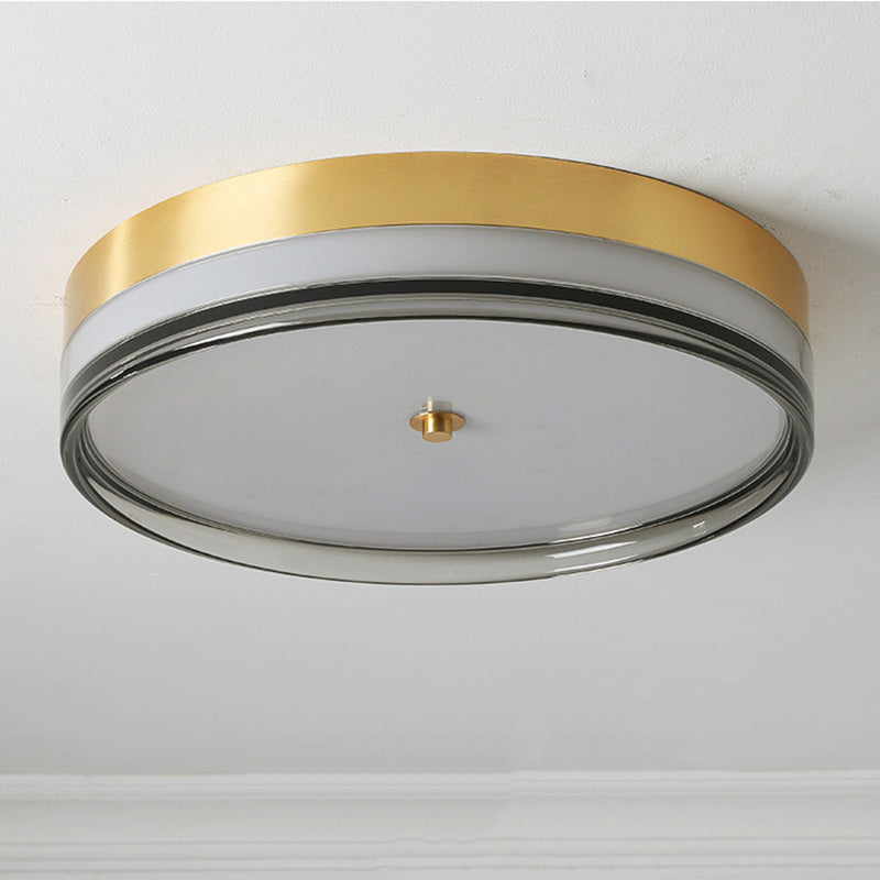 Contemporary Nordic Round Copper Acrylic LED Flush Mount Ceiling Light For Bedroom