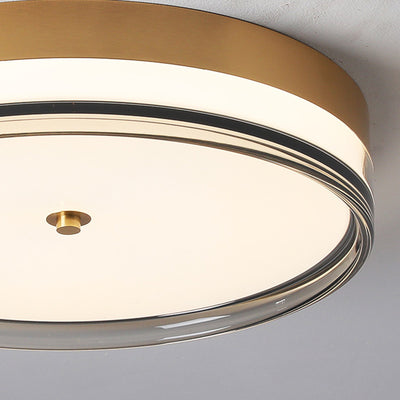 Contemporary Nordic Round Copper Acrylic LED Flush Mount Ceiling Light For Bedroom