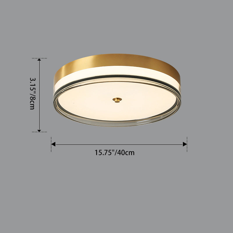 Contemporary Nordic Round Copper Acrylic LED Flush Mount Ceiling Light For Bedroom