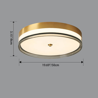 Contemporary Nordic Round Copper Acrylic LED Flush Mount Ceiling Light For Bedroom