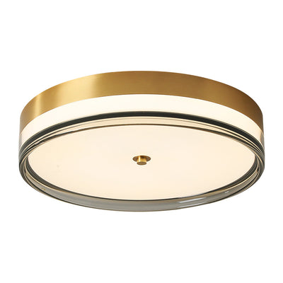 Contemporary Nordic Round Copper Acrylic LED Flush Mount Ceiling Light For Bedroom