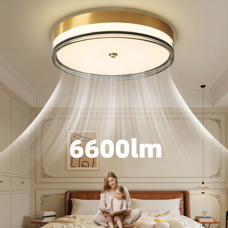 Contemporary Nordic Round Copper Acrylic LED Flush Mount Ceiling Light For Bedroom