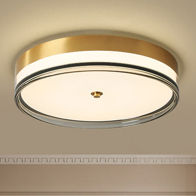 Contemporary Nordic Round Copper Acrylic LED Flush Mount Ceiling Light For Bedroom