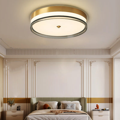 Contemporary Nordic Round Copper Acrylic LED Flush Mount Ceiling Light For Bedroom