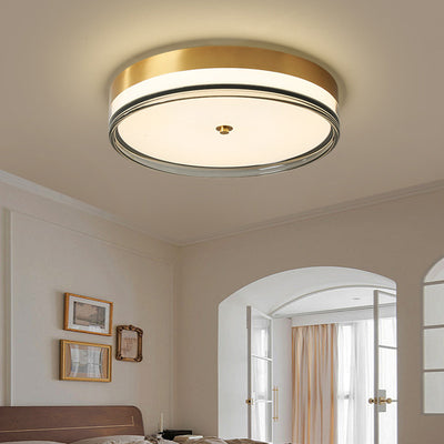 Contemporary Nordic Round Copper Acrylic LED Flush Mount Ceiling Light For Bedroom