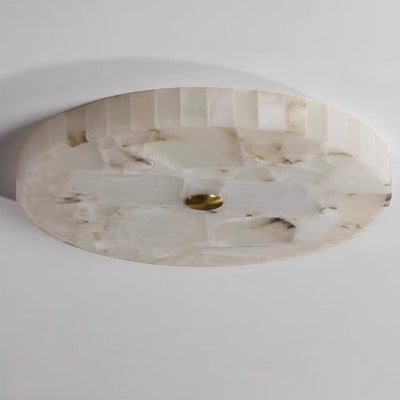 Contemporary Creative Round Brass Marble LED Flush Mount Ceiling Light For Bedroom