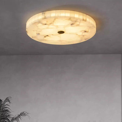 Contemporary Creative Round Brass Marble LED Flush Mount Ceiling Light For Bedroom