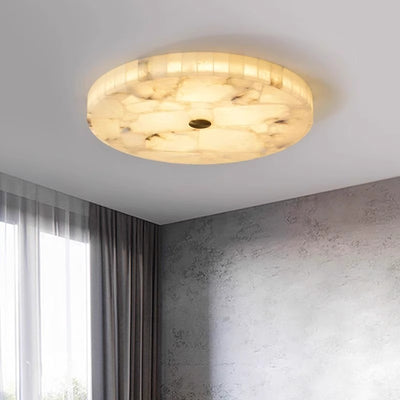 Contemporary Creative Round Brass Marble LED Flush Mount Ceiling Light For Bedroom