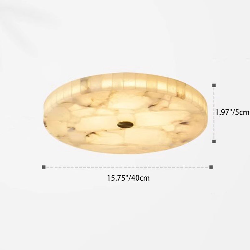 Contemporary Creative Round Brass Marble LED Flush Mount Ceiling Light For Bedroom